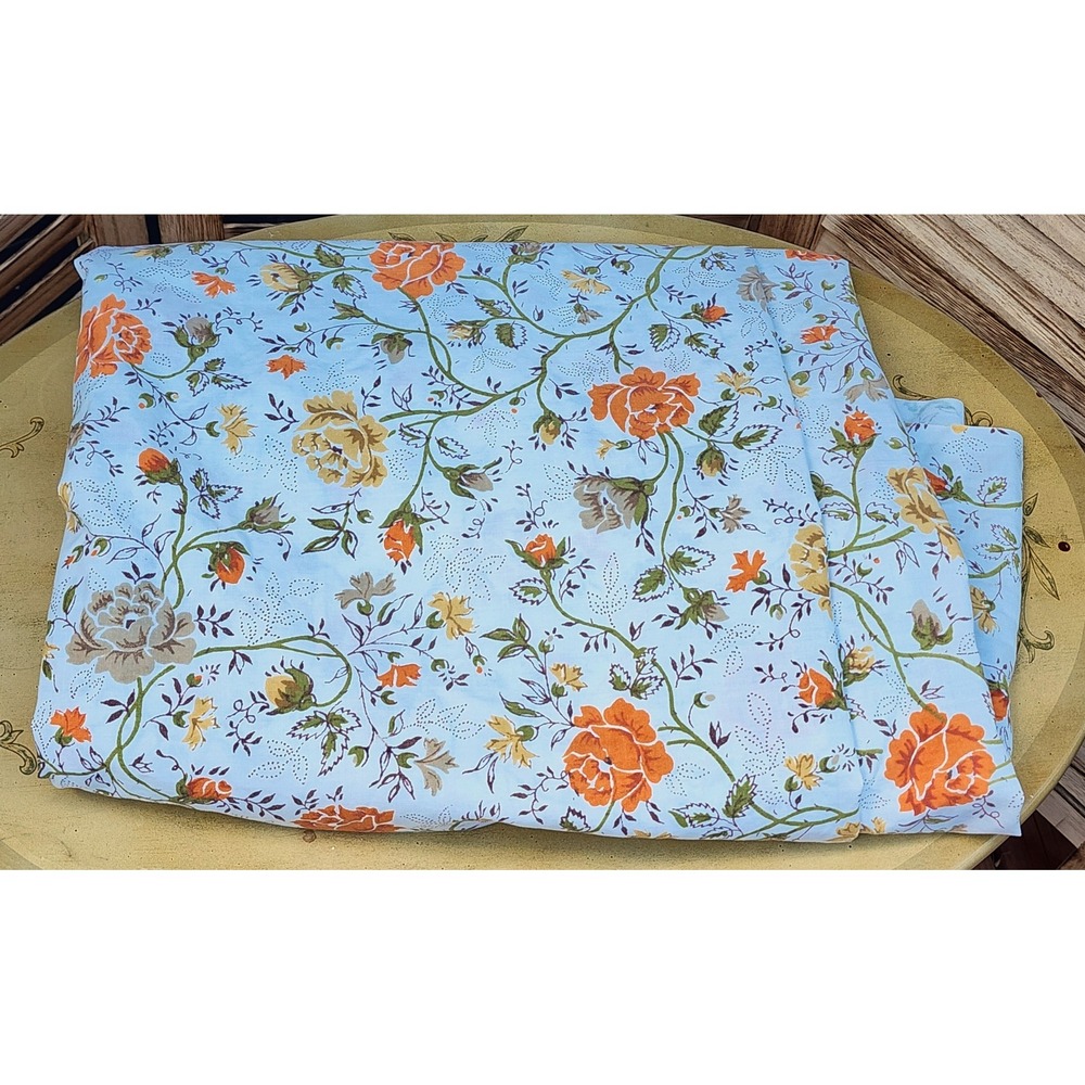 Vtg JC Penney Full Double Percale Cotton Blend Floral Top Sheet Sewing Fabric